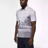 Canvas Print Snap Placket Polo