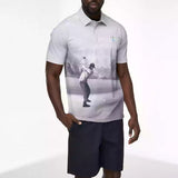 Canvas Print Snap Placket Polo