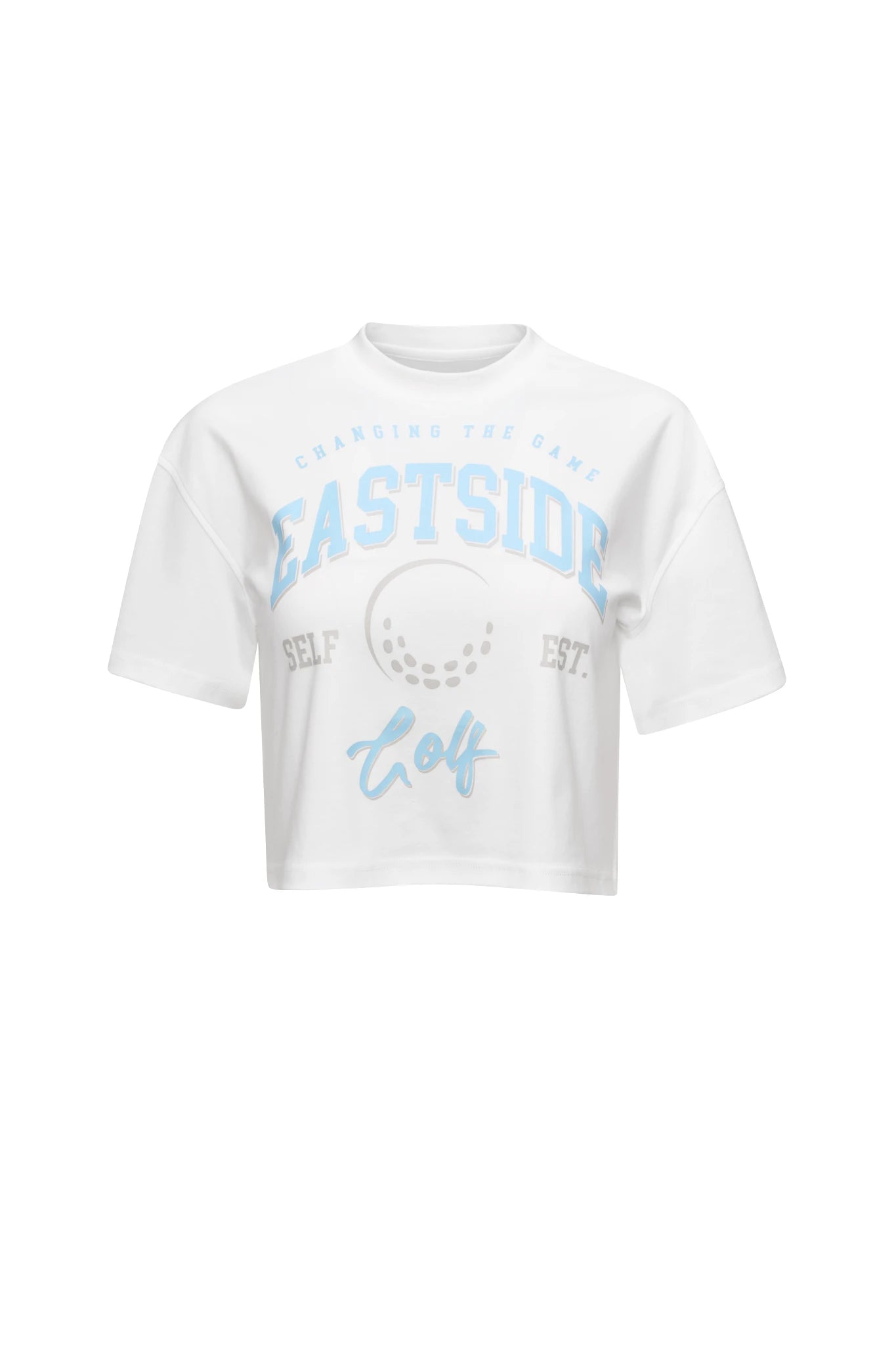 Bright White/Clear Sky Eastside Golf Womens Oversized Cropped Tee