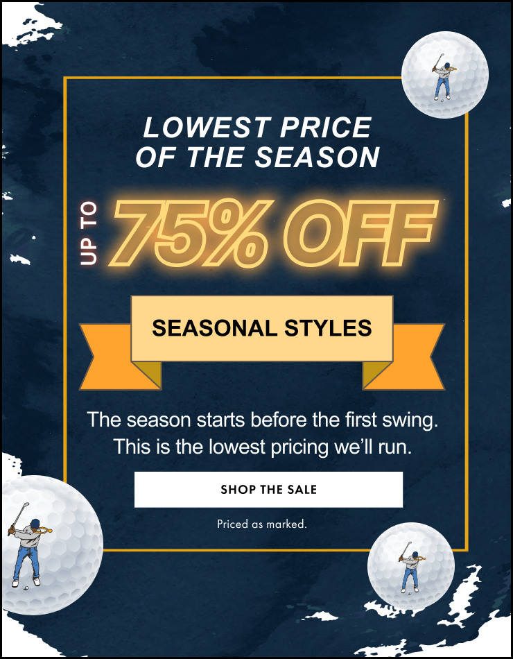 promo details on a navy and white background