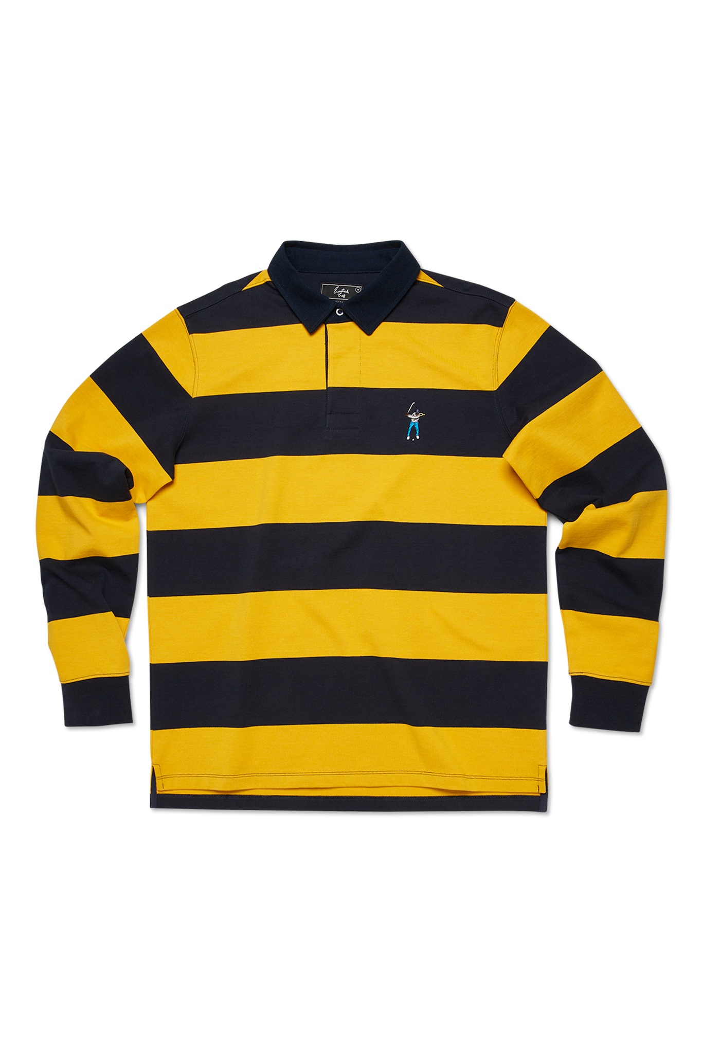 Eastside Golf Men's Long Sleeve Striped Rugby Midnight Old Gold