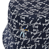 Navy Script  Bucket Hat