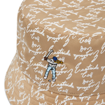 Pale Khaki Script Bucket Hat