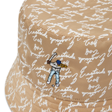 Pale Khaki Script Bucket Hat