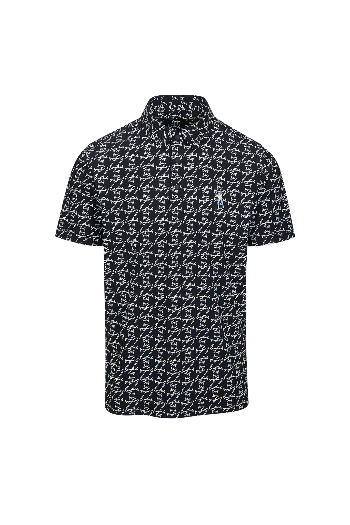 Black Print Eastside Golf Men's Snap  Placket Polo