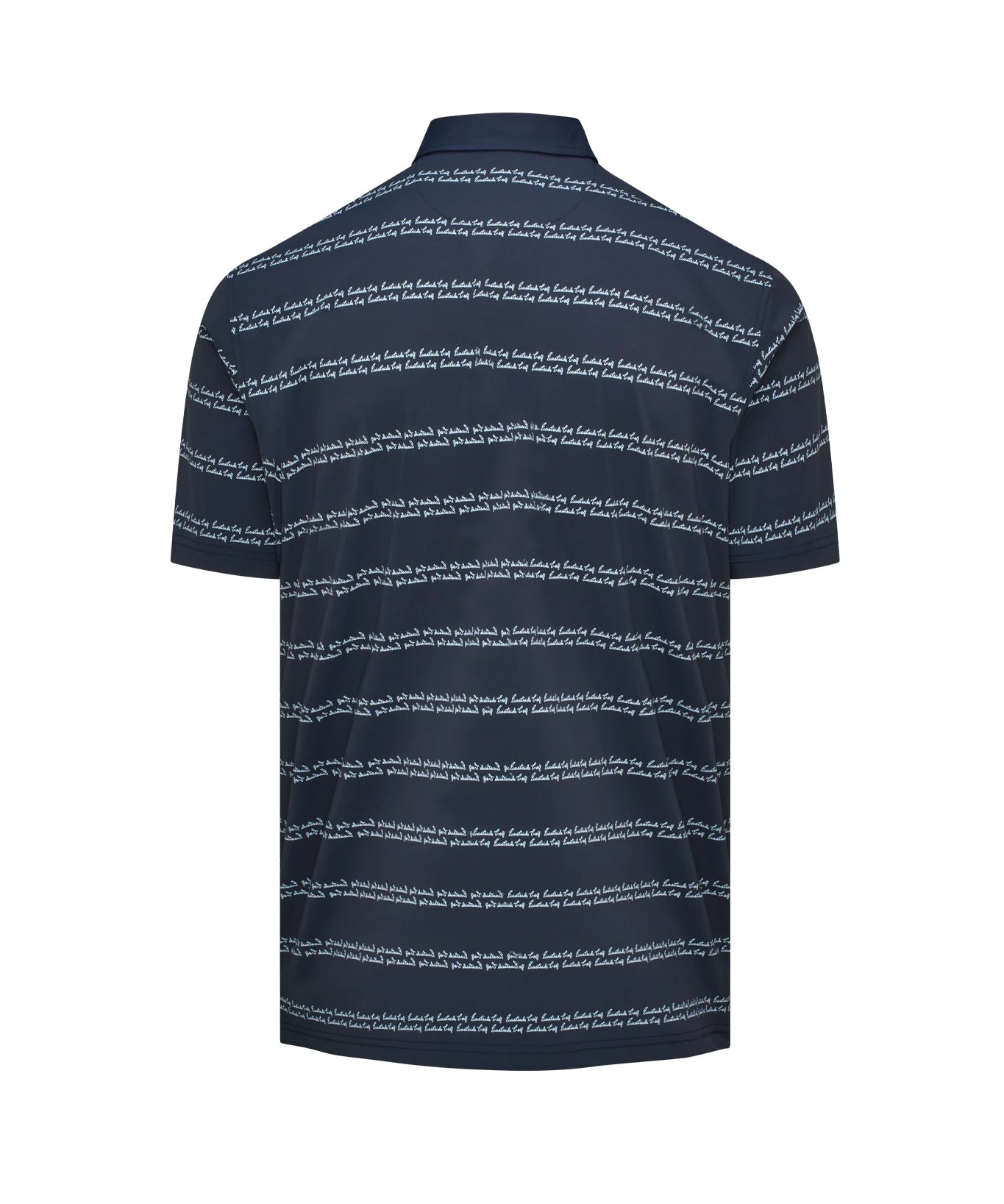 Midnight Navy Script Stripe Print Eastside Golf Men's Snap Placket Polo