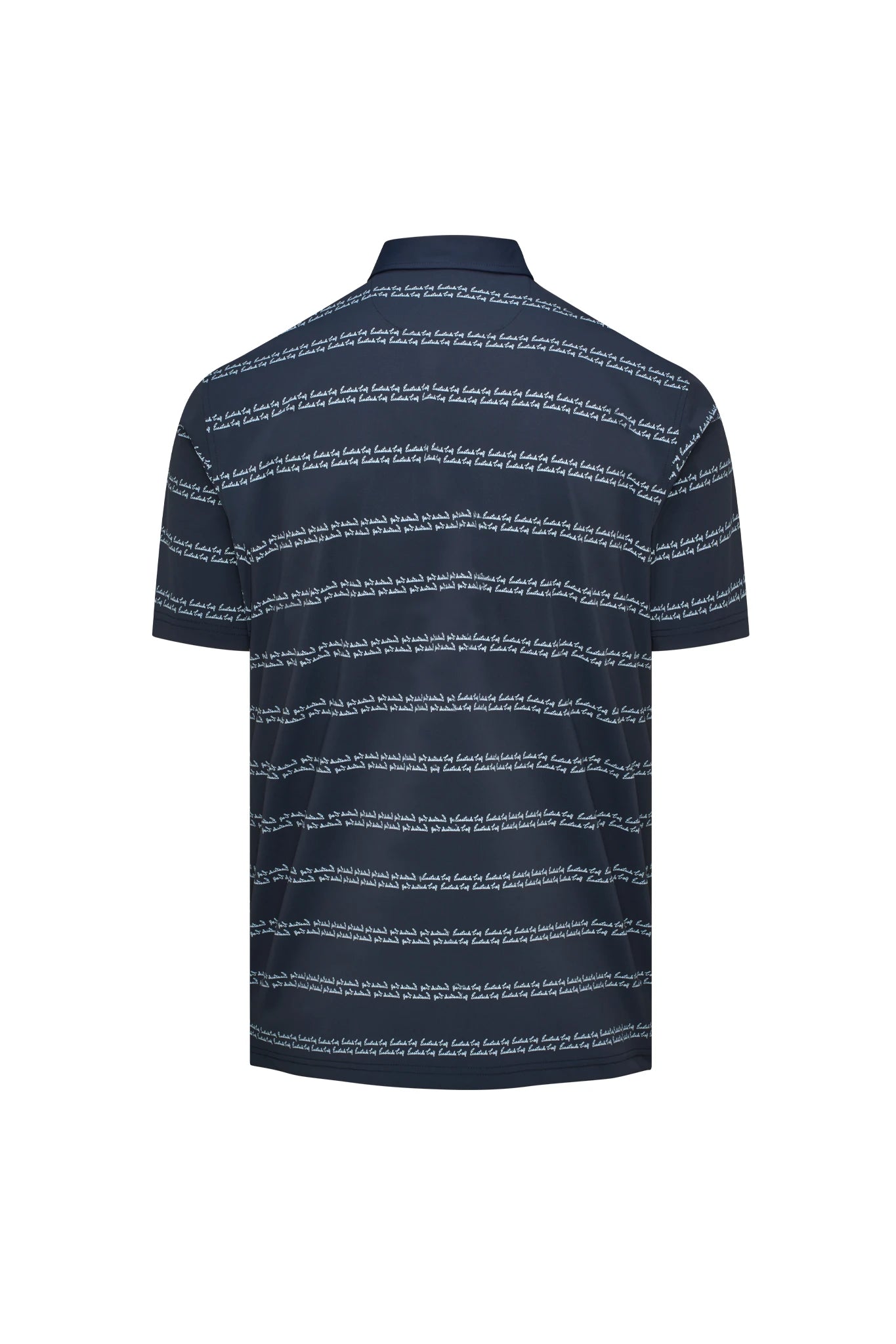 Midnight Navy Script Stripe Print Eastside Golf Men's Snap Placket Polo