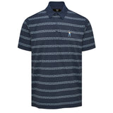 Midnight Navy Script Stripe Print Eastside Golf Men's Snap Placket Polo