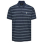 Midnight Navy Script Stripe Print Eastside Golf Men's Snap Placket Polo