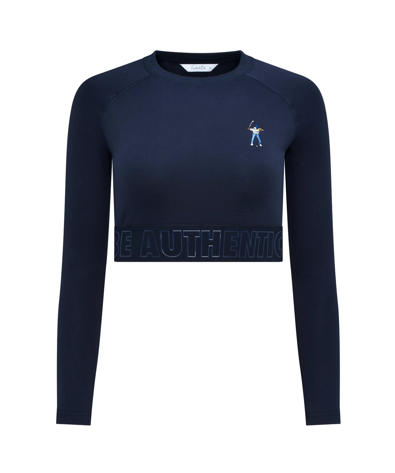 Midnight Navy Eastside Golf Womens L/S Banded Cropped Tee