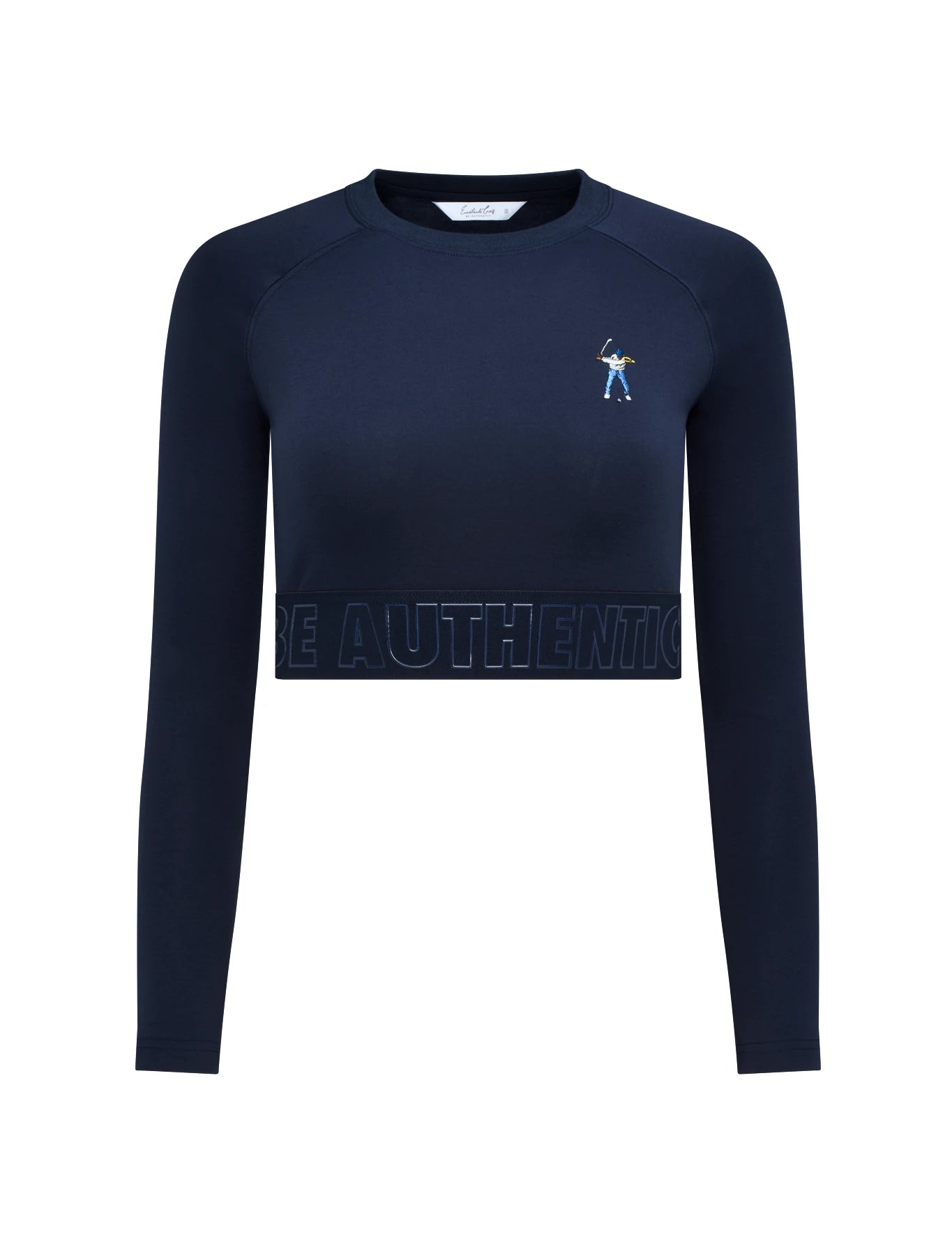 Midnight Navy Eastside Golf Womens L/S Banded Cropped Tee