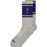 Heather Grey/Wild Grape Retro Striped Calf Sock