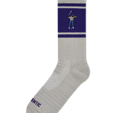 Heather Grey/Wild Grape Retro Striped Calf Sock