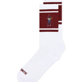 White/Cranberry Retro Striped Calf Sock