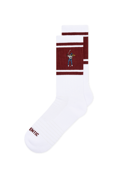 White/Cranberry Retro Striped Calf Sock