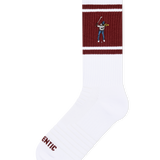 White/Cranberry Retro Striped Calf Sock