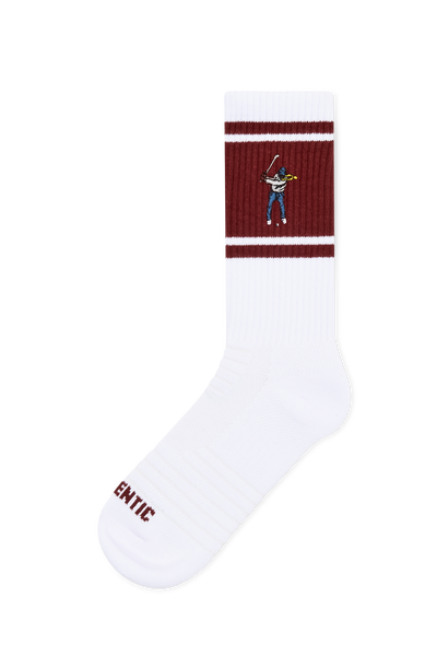 White/Cranberry Retro Striped Calf Sock
