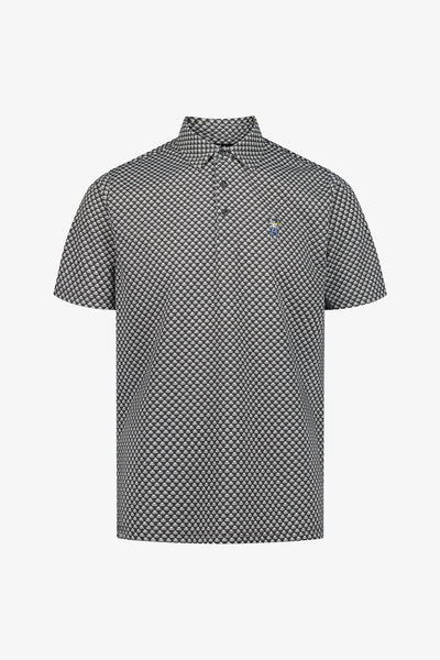 Black/White Snap Placket Polo - GEO ESG Print