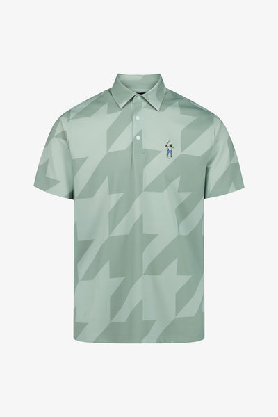 Sage Snap Placket Polo - Houndstooth