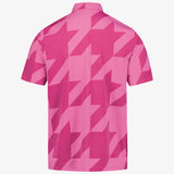 Fuschia Snap Placket Polo - Houndstooth