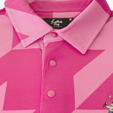 Fuschia Snap Placket Polo - Houndstooth