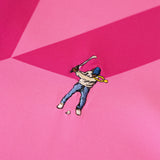 Fuschia Snap Placket Polo - Houndstooth