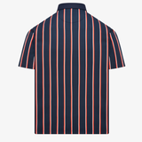 Midnight Navy/Cranberry Snap Placket Polo - Stripe V2