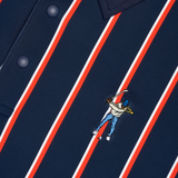 Midnight Navy/Cranberry Snap Placket Polo - Stripe V2
