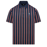 Midnight Navy/Cranberry Snap Placket Polo - Stripe V2