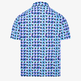 Electric Blue/Wild Grape Snap Placket Polo - Golf Ball Print