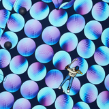 Electric Blue/Wild Grape Snap Placket Polo - Golf Ball Print