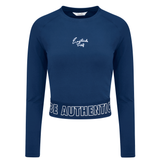 Navy LS Branded Cropped Tee