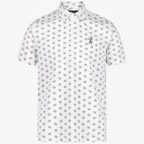 Bright White Snap Placket Polo - Floral Cluster
