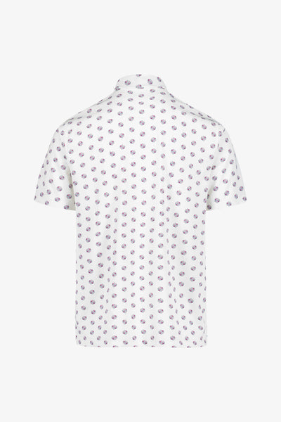 Bright White Snap Placket Polo - Floral Cluster