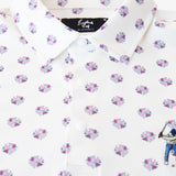 Bright White Snap Placket Polo - Floral Cluster
