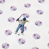 Bright White Snap Placket Polo - Floral Cluster