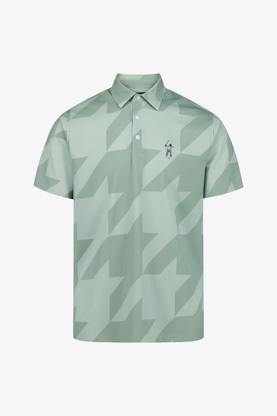 Sage Snap Placket Polo - Houndstooth