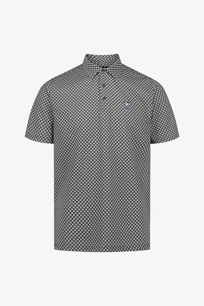 Black/White Snap Placket Polo - GEO ESG Print